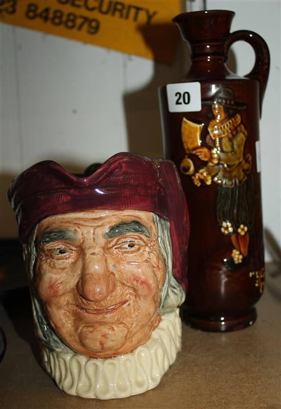 Royal Doulton character jug and a Doulton flask (2)